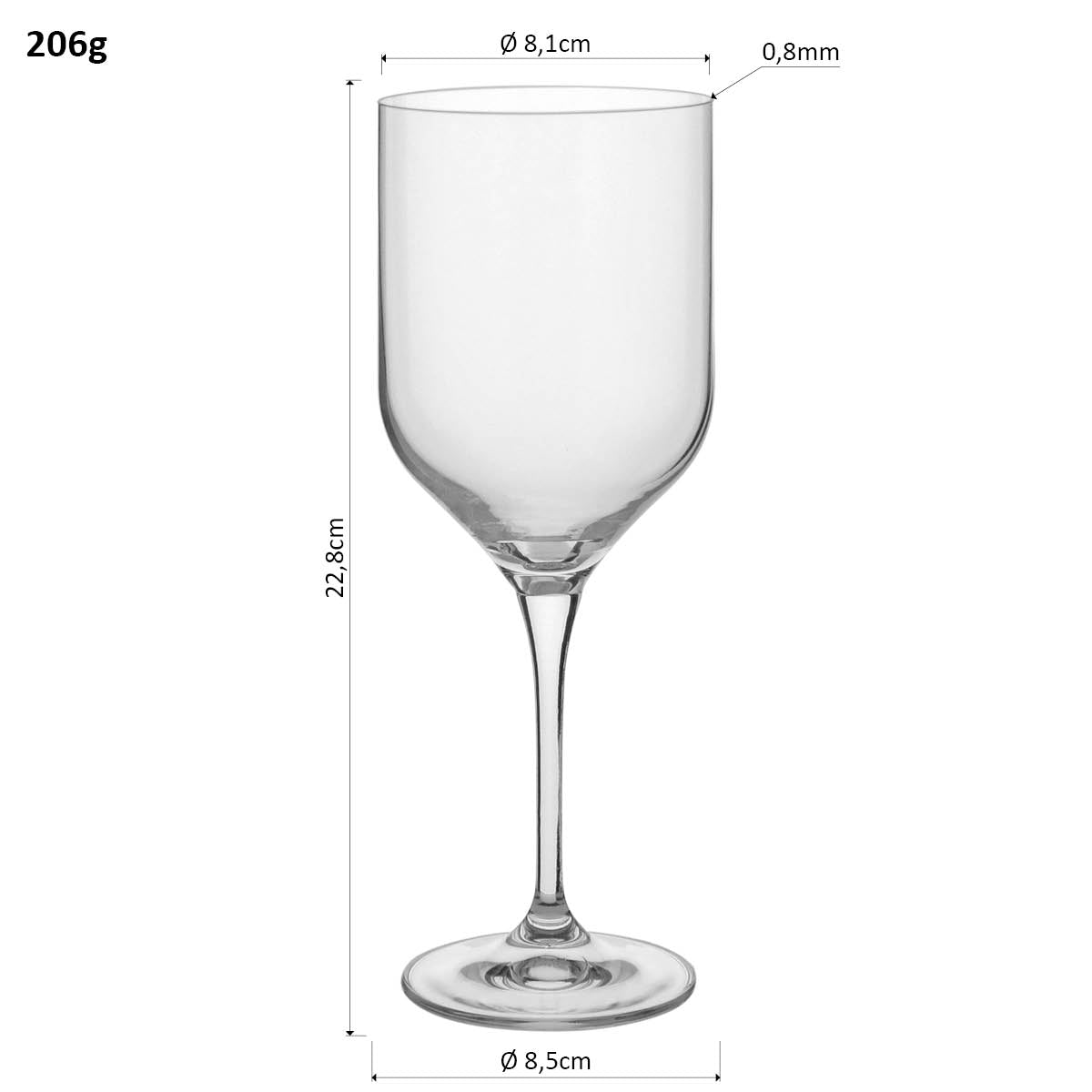 Conjunto 6 Taças de Vinho Bohemia Cristal 400ml Transparente 23x9cm