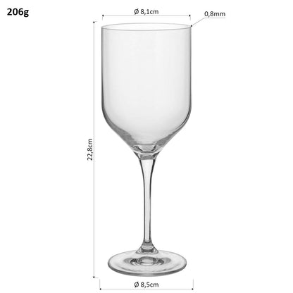 Conjunto 6 Taças de Vinho Bohemia Cristal 400ml Transparente 23x9cm