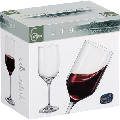 Conjunto 6 Taças Água Bohemia Cristal 480ml Transparente 24x9cm