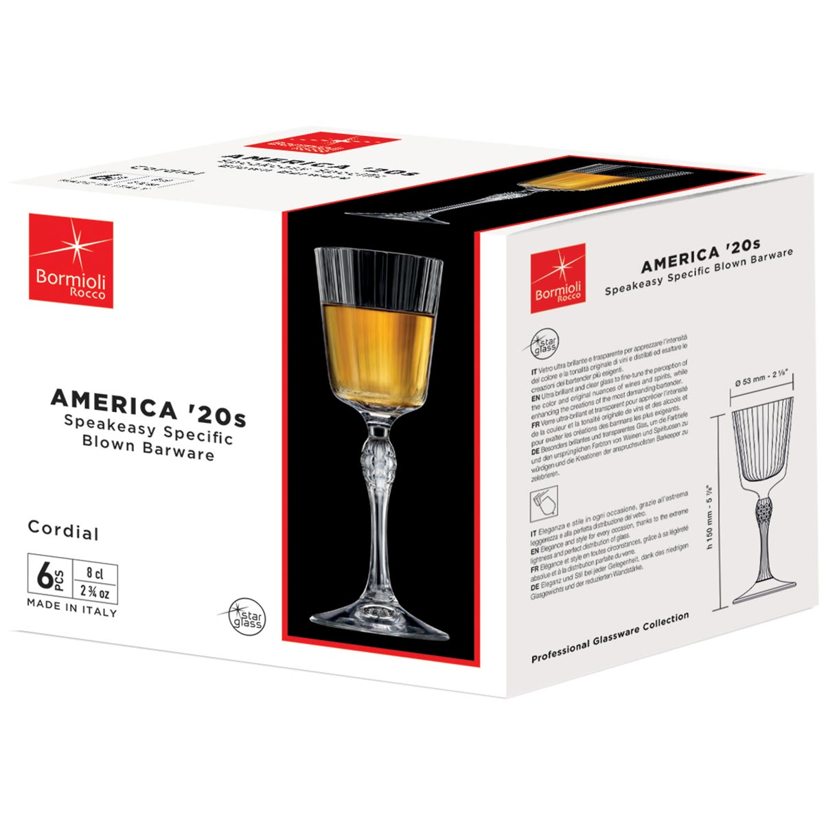 Conjunto 6 Taças de Licor Bormioli Rocco America 80ml Vidro Transparente
