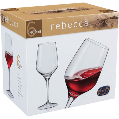 Conjunto 6 Taças de Vinho Bohemia Rebecca Cristal 460ml Transparente