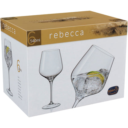 Conjunto de 6 Taças de Água Bohemia Rebecca Cristal 540ml Transparente