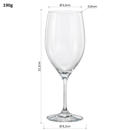 Jogo de 6 Taças de Vinho Bohemia Cristal 450ml Transparente 22x8cm