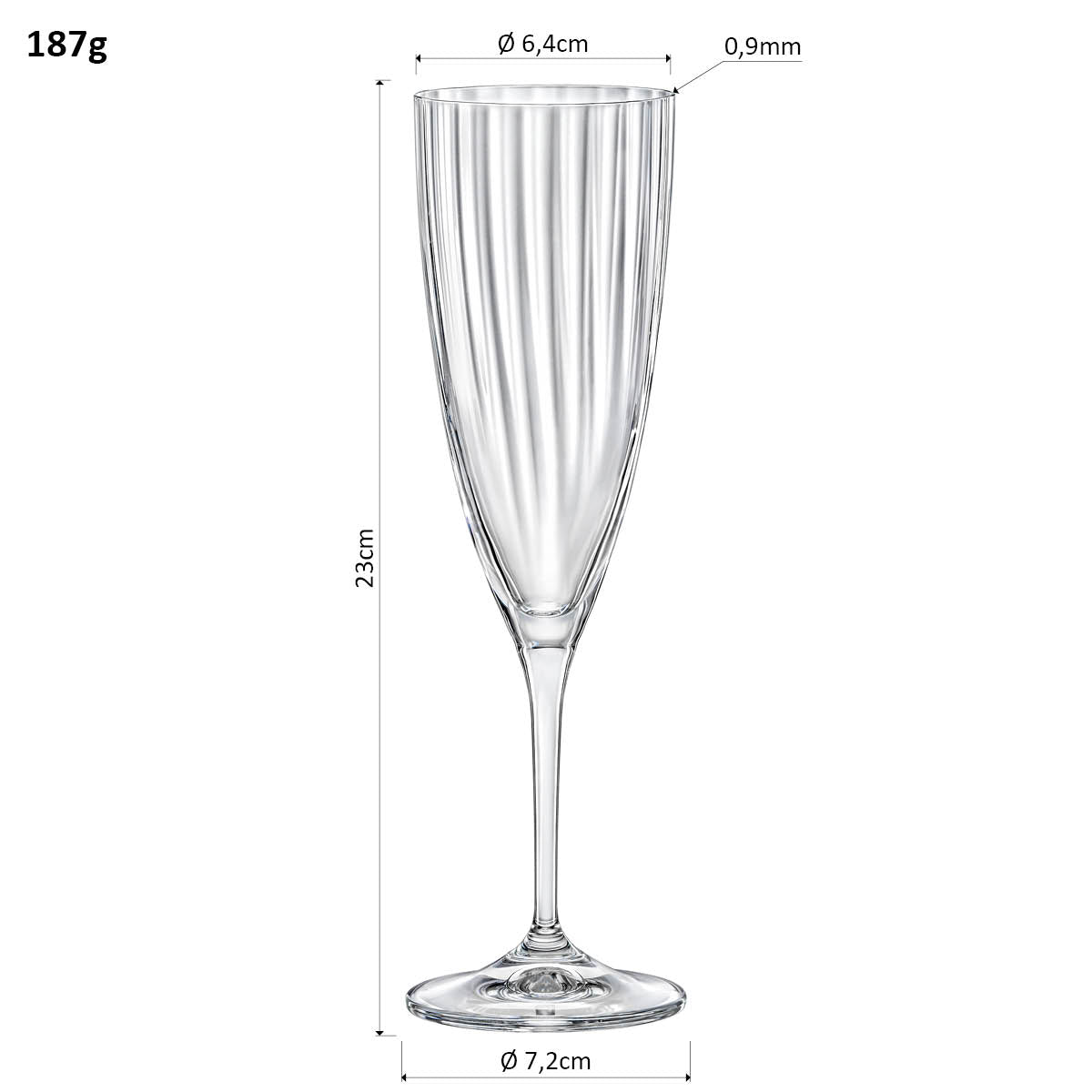 Jogo de 6 Taças de Champanhe Bohemia Kate Cristal 220ml Transparente