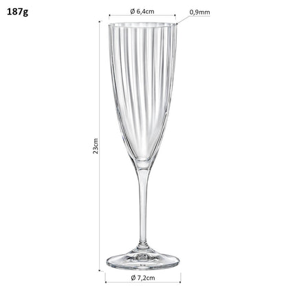 Jogo de 6 Taças de Champanhe Bohemia Kate Cristal 220ml Transparente