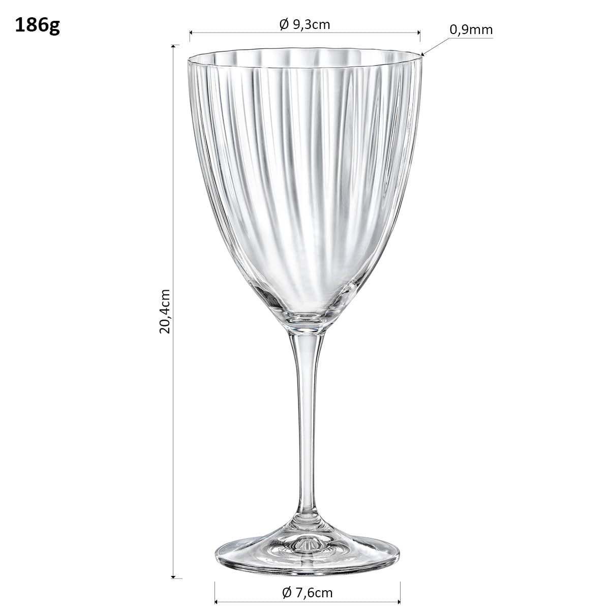 Conjunto 6 Taças de Vinho Bohemia Kate Cristal 400ml Transparente