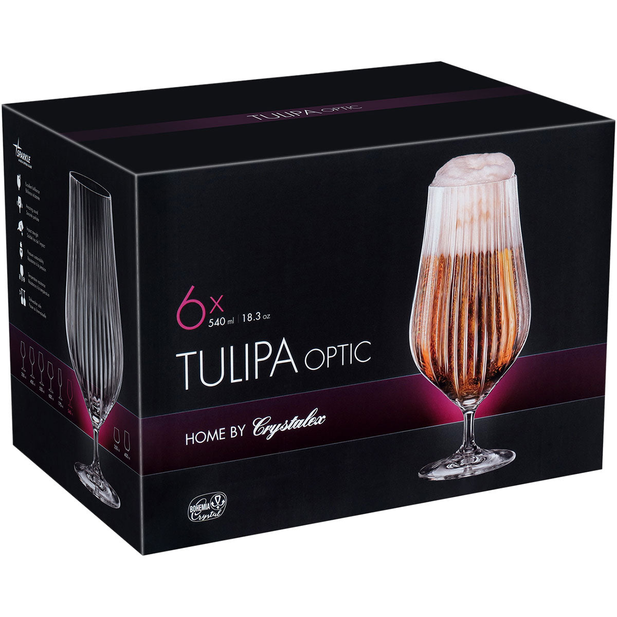 Conjunto 6 Taças Cerveja Bohemia Tulipa Cristal 540ml Transparente