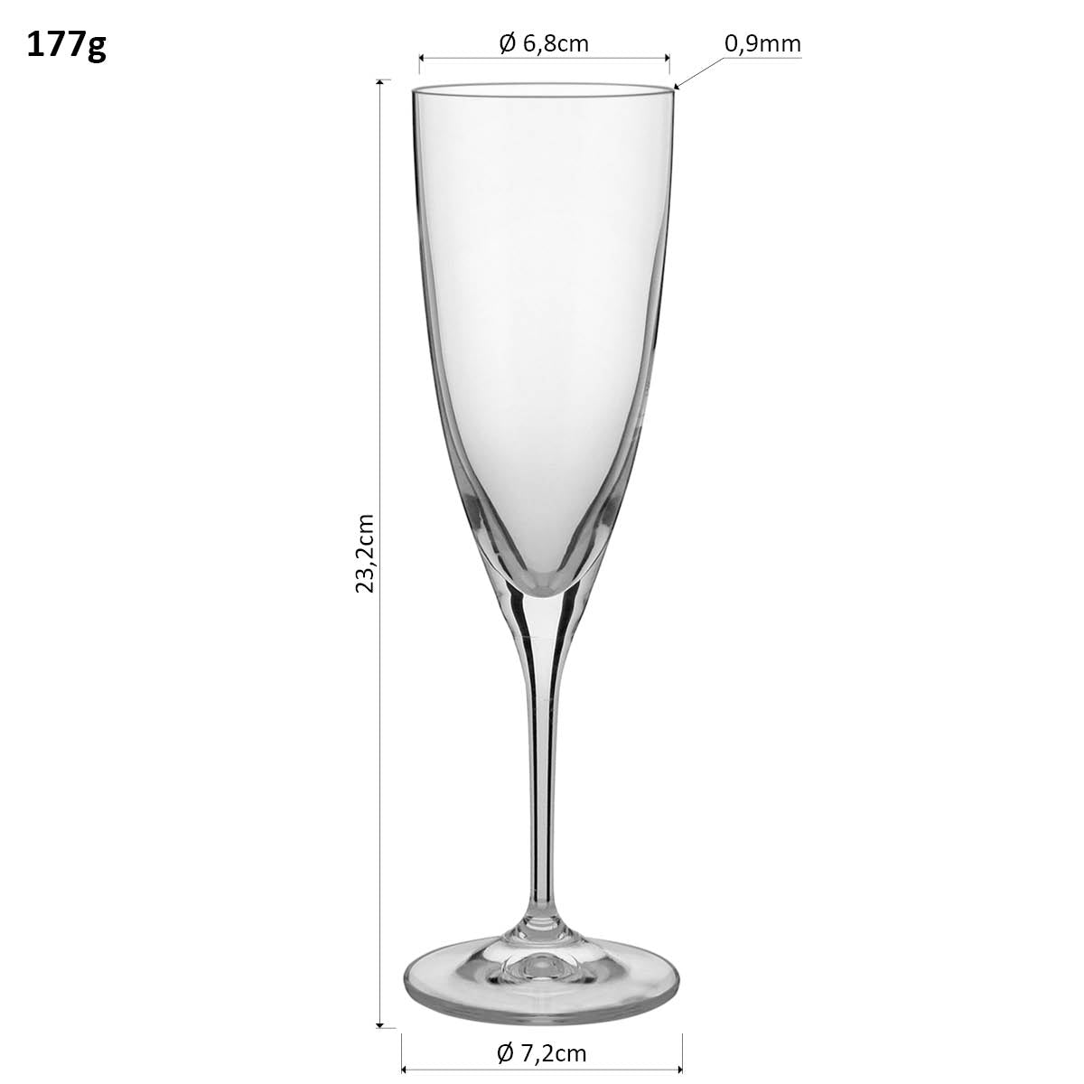 Conjunto 6 Taças de Champanhe Bohemia Kate Cristal 220ml Transparente