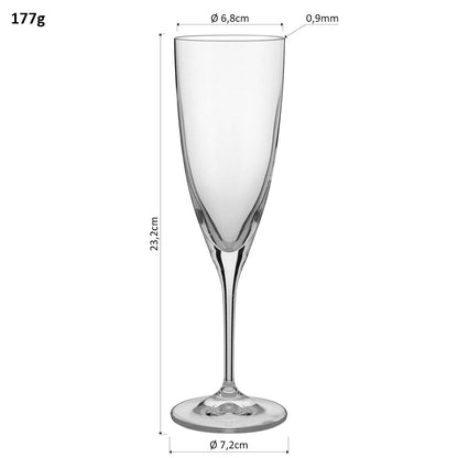 Conjunto 6 Taças de Champanhe Bohemia Kate Cristal 220ml Transparente