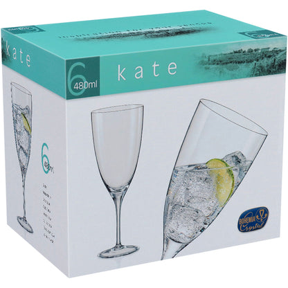 Jogo 6 Taças de Vinho Bohemia Kate Cristal 480ml Transparente