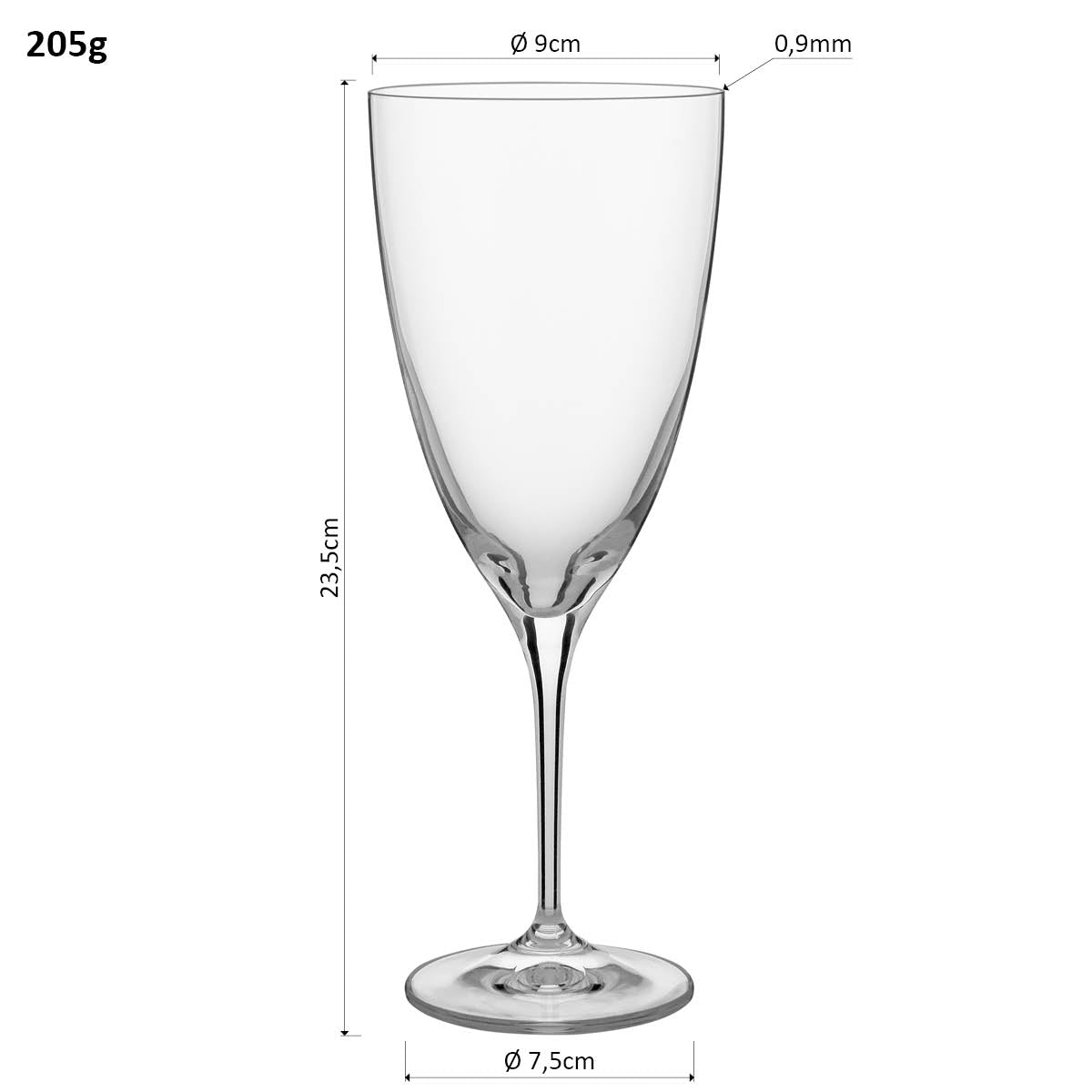 Jogo 6 Taças de Vinho Bohemia Kate Cristal 480ml Transparente