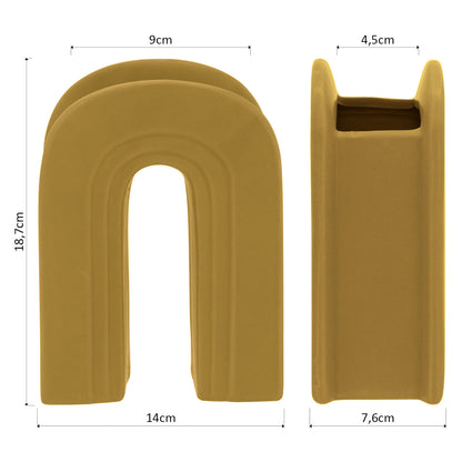 Vaso Cerâmica Amarelo Opala 18x14x7cm para Decoração de Ambientes