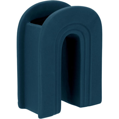 Vaso Cerâmica Azul Opala 18x14x7cm para Decoração de Flores