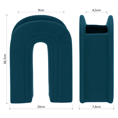 Vaso Cerâmica Azul Opala 18x14x7cm para Decoração de Flores