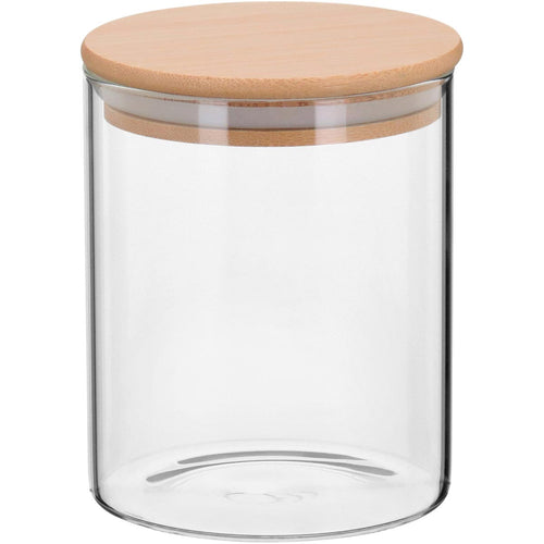Pote de Vidro Borossilicato 770ml com Tampa de Bambu - Transparente