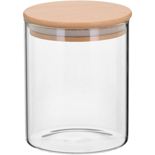 Pote de Vidro Borossilicato 770ml com Tampa de Bambu - Transparente