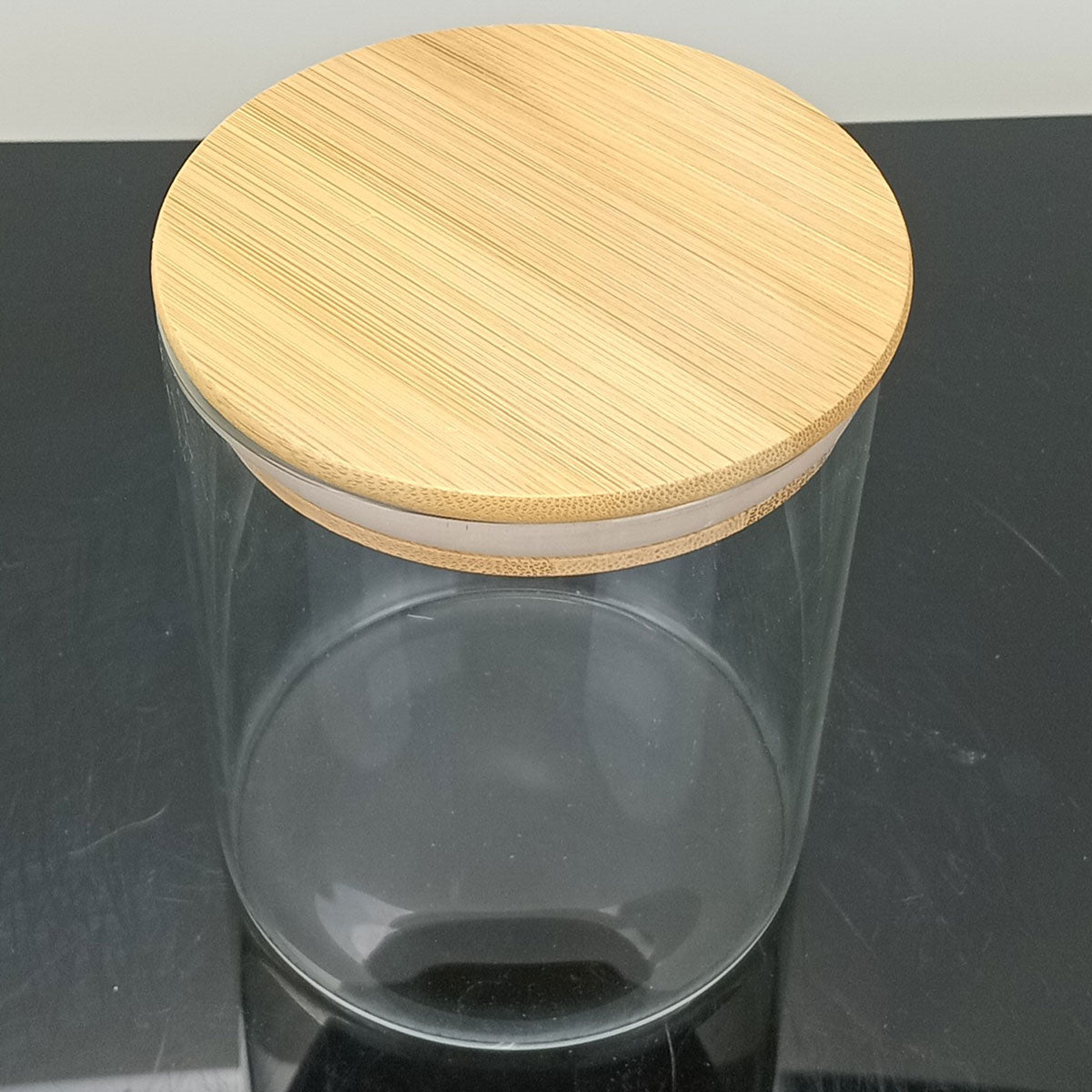 Pote de Vidro Borossilicato 770ml com Tampa de Bambu - Transparente