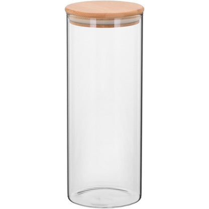 Pote de Mantimentos 1,4L Vidro Borossilicato com Tampa de Bambu Transparente