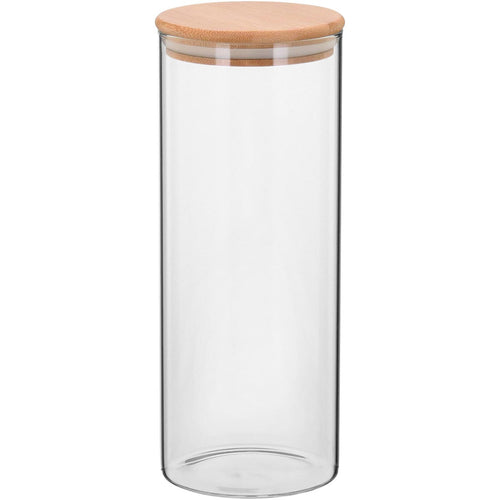 Pote de Mantimentos 1,4L Vidro Borossilicato com Tampa de Bambu Transparente