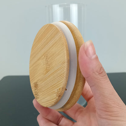 Pote de Mantimentos 1,4L Vidro Borossilicato com Tampa de Bambu Transparente