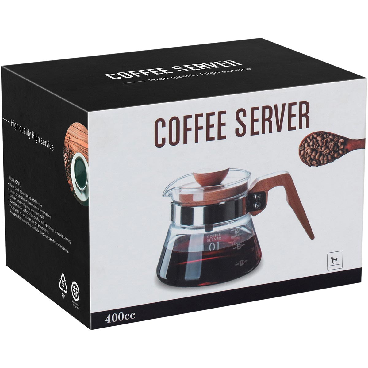 Cafeteira Balzac 400ml Vidro Borossilicato com Tampa de Madeira Transparente