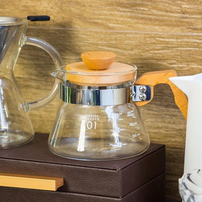 Cafeteira Balzac 400ml Vidro Borossilicato com Tampa de Madeira Transparente