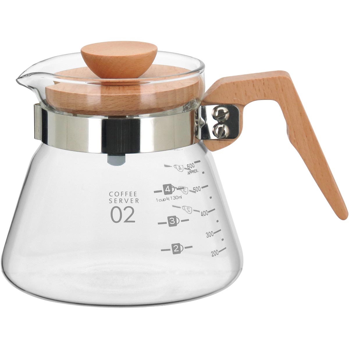 Cafeteira de Vidro Borossilicato Balzac 600ml com Tampa de Madeira Transparente