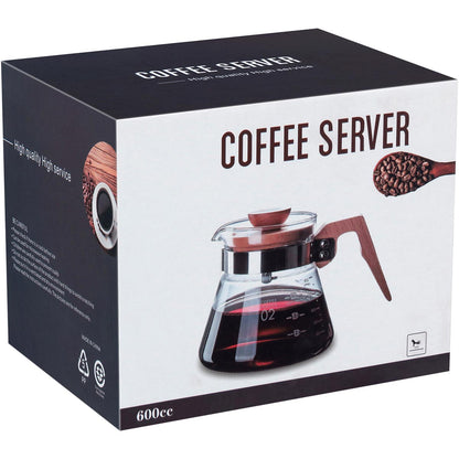 Cafeteira de Vidro Borossilicato Balzac 600ml com Tampa de Madeira Transparente