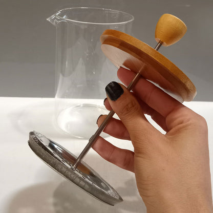 Cafeteira Francesa Balzac 1L Borossilicato Transparente com Tampa Bambu