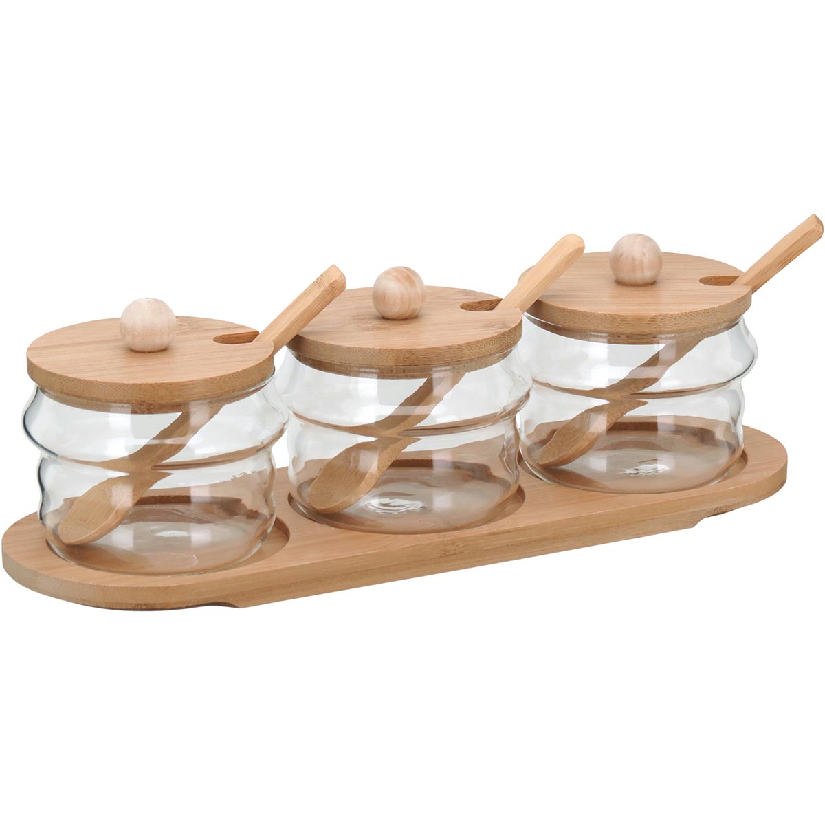 Conjunto de Porta Condimentos 3 Peças Vidro Borossilicato Transparente