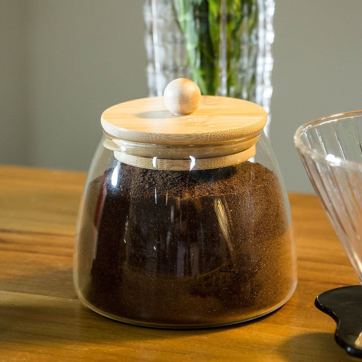 Pote de Vidro Borossilicato 450ml com Tampa de Bambu Transparente