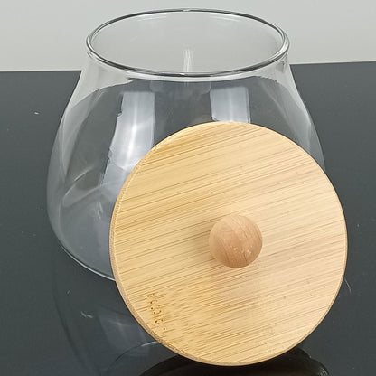Pote de Vidro Borossilicato 450ml com Tampa de Bambu Transparente