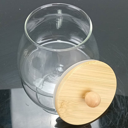 Pote de Vidro Borossilicato 450ml com Tampa de Bambu Transparente