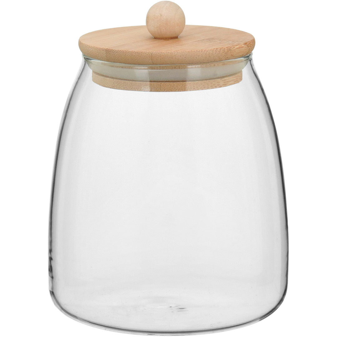 Pote de Vidro Borossilicato 900ml com Tampa de Bambu Transparente 15x11cm