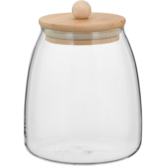Pote de Vidro Borossilicato 900ml com Tampa de Bambu Transparente 15x11cm