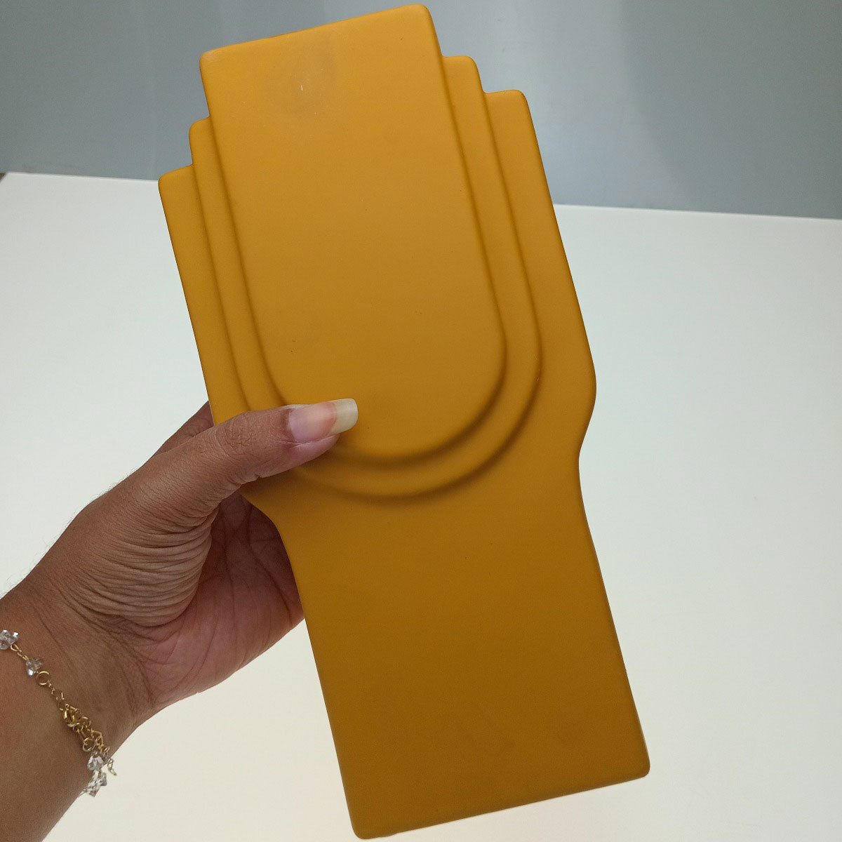 Vaso Cerâmica Amarelo 25x13x9cm Opala Decorativo para Flores