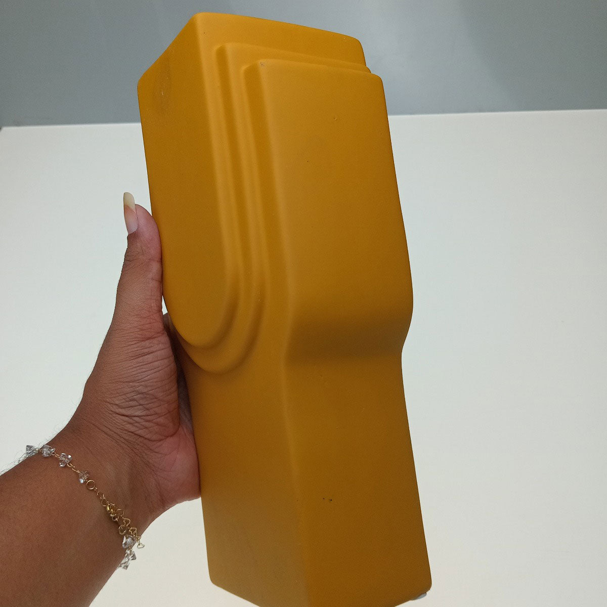 Vaso Cerâmica Amarelo 25x13x9cm Opala Decorativo para Flores