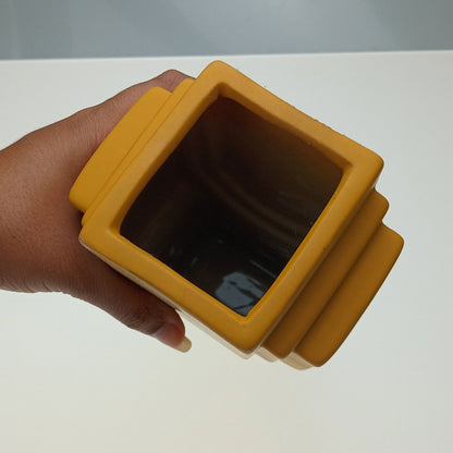 Vaso Cerâmica Amarelo 25x13x9cm Opala Decorativo para Flores