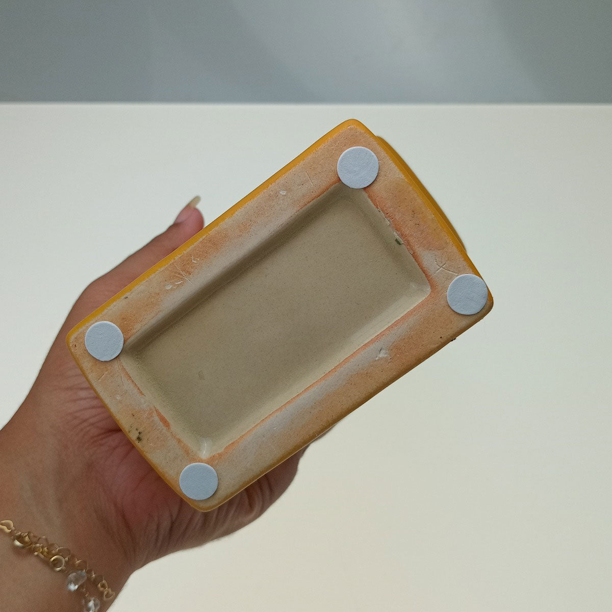 Vaso Cerâmica Amarelo 25x13x9cm Opala Decorativo para Flores