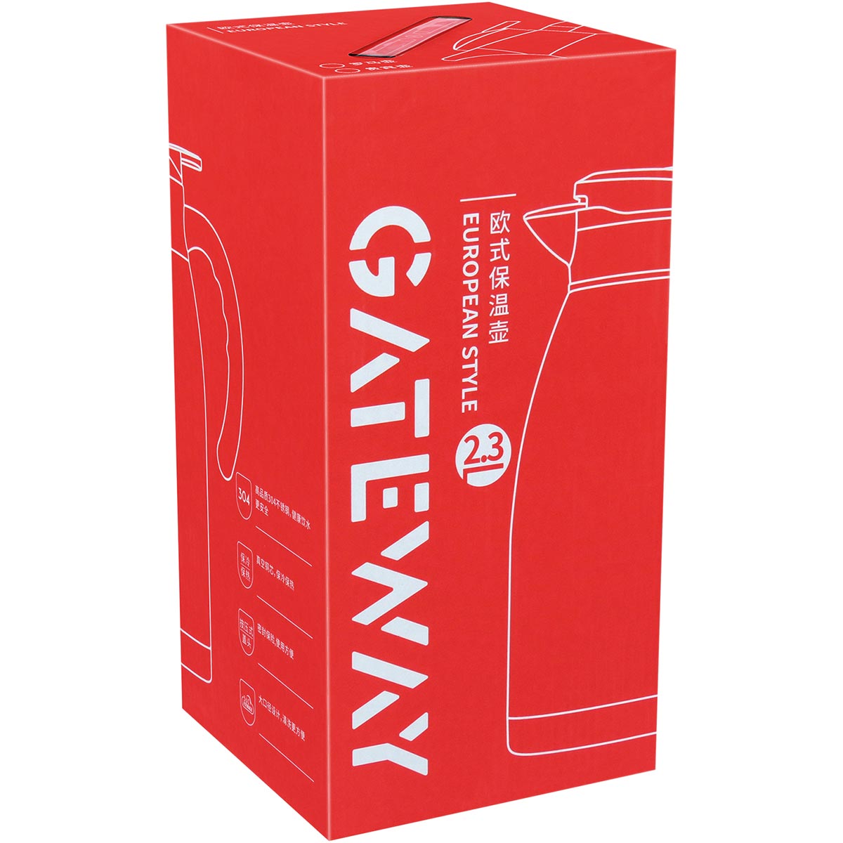 Garrafa Térmica Inox Vermelha 2L Thermo Parede Dupla 30x14cm