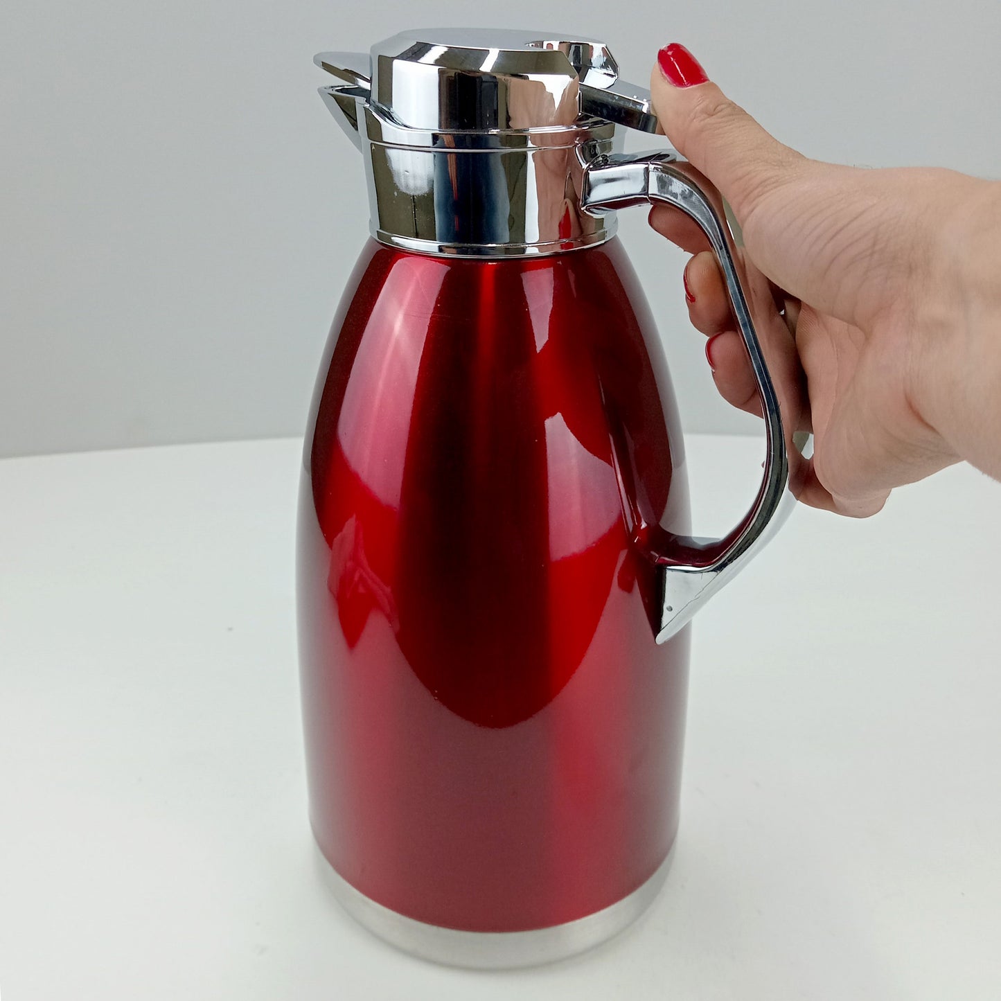 Garrafa Térmica Inox Vermelha 2L Thermo Parede Dupla 30x14cm