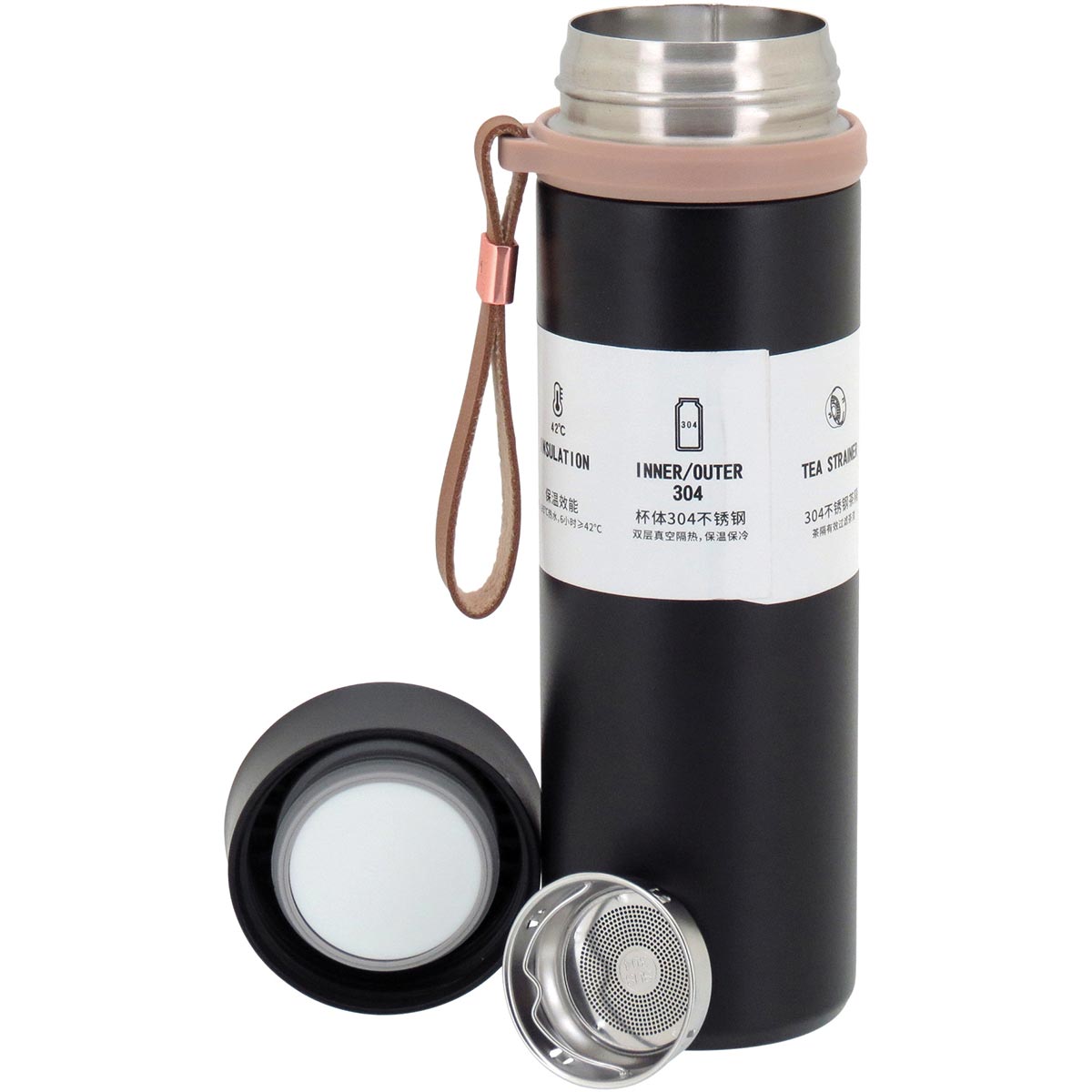 Garrafa Térmica Inox Preto 500ml Business Parede Dupla 21x6cm