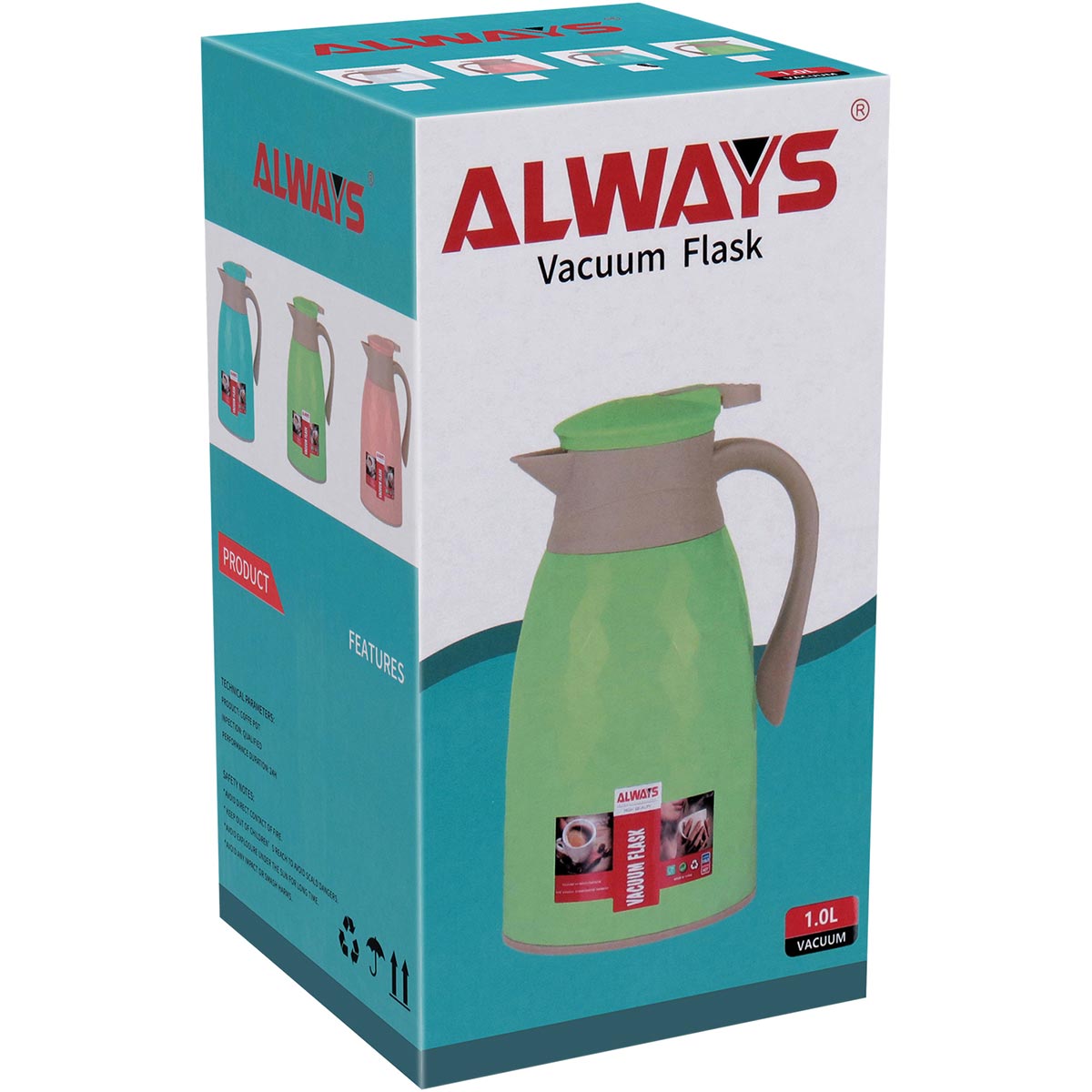 Garrafa Térmica Khenze Ampola Plástico Azul 1L 25x17x14cm