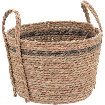 Conjunto de Cestas Decorativas 3 Peças Fibra Natural Marrom