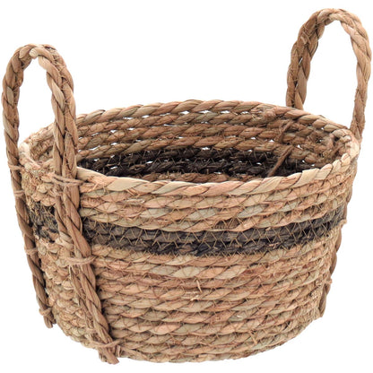 Conjunto de Cestas Decorativas 3 Peças Fibra Natural Marrom