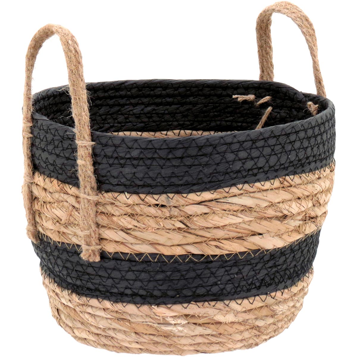 Cesta Organizadora 3 Peças Zagora Fibra Preta - Grande, Médio e Pequeno