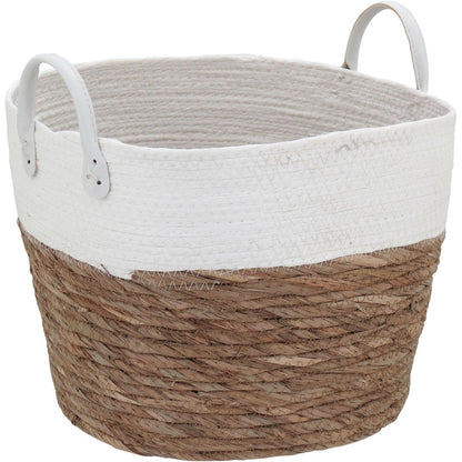 Conjunto 3 Cestas Decorativas Fibra Branca Poneso - Organizador 32,4cm
