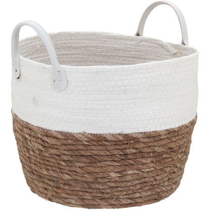 Conjunto 3 Cestas Decorativas Fibra Branca Poneso - Organizador 32,4cm