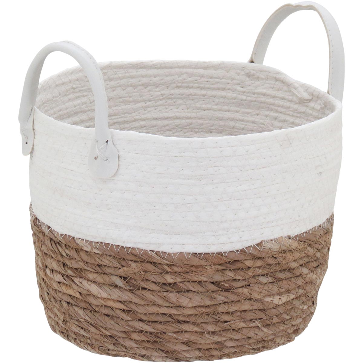 Conjunto 3 Cestas Decorativas Fibra Branca Poneso - Organizador 32,4cm
