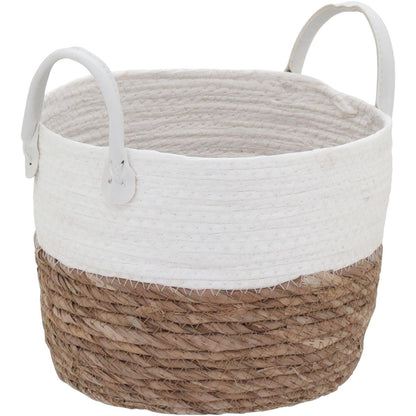 Conjunto 3 Cestas Decorativas Fibra Branca Poneso - Organizador 32,4cm
